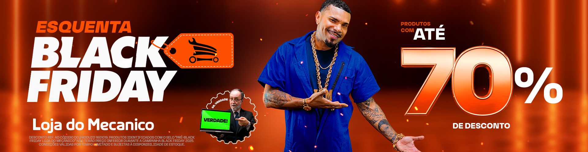 Naldo Benny apresenta o Esquenta Black Friday 2025 da Loja do Mecânico, com produtos e ferramentas com até 70% de desconto de verdade. Naldo Benny apresenta o Esquenta Black Friday 2025 da Loja do Mecânico, com produtos e ferramentas com até 70% de desconto de verdade.