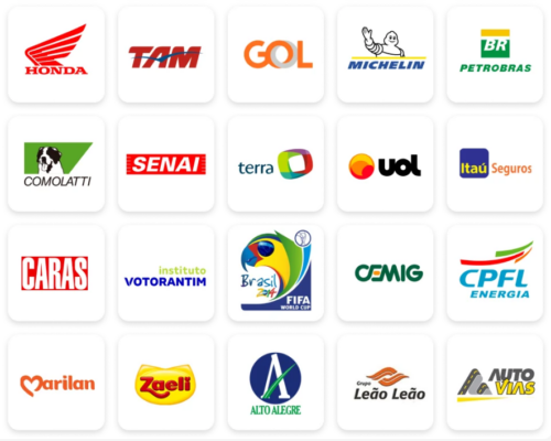 Logotipos de grandes empresas e instituições que comprovam que a Loja do Mecânico é confiável para a compra de ferramentas e máquinas profissionais no Brasil.