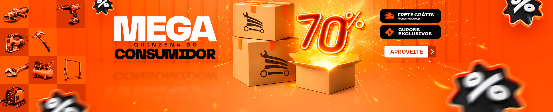 Mês do Consumidor Loja do Mecânico: Aproveite as ofertas em ferramentas manuais, elétricas e máquinas profissionais