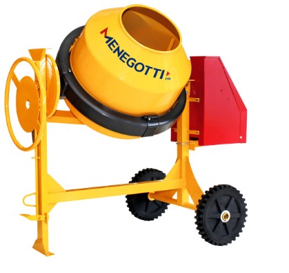 Betoneira 250 litros Menegotti monofásica 1CV 220V Rental com kit de segurança, ideal para quem busca qual a melhor betoneira para construção de casa