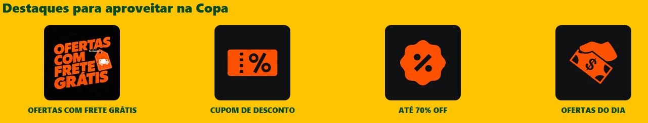 Destaques para aproveitar a Copa do Mundo com frete grátis, cupom de desconto, até 70% OFF e ofertas do dia na Loja do Mecânico
