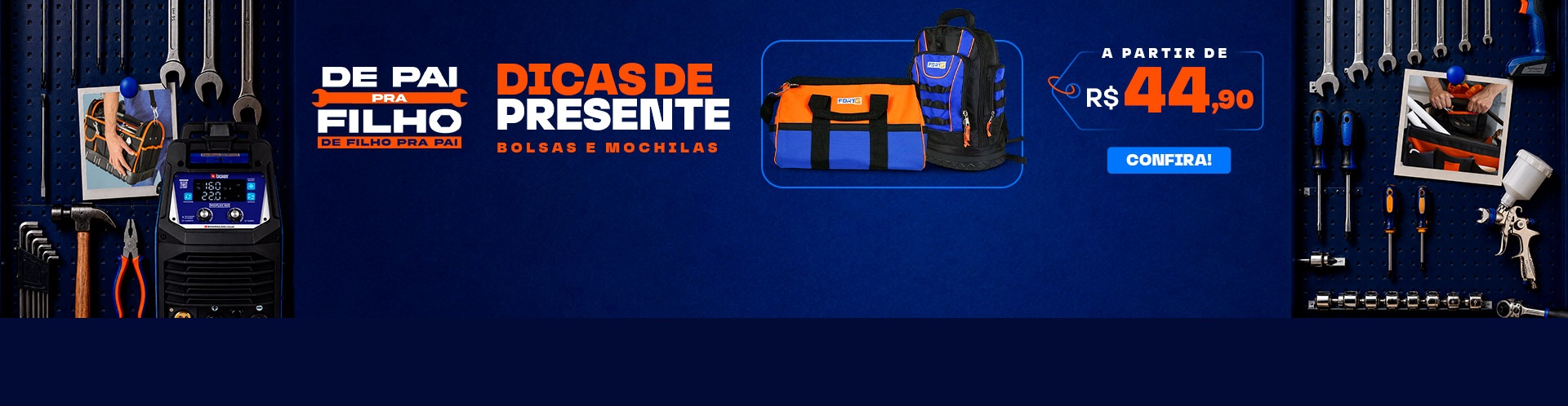 Bolsas e mochilas para ferramentas em promoção de Dia dos Pais a partir de R$ 44,90